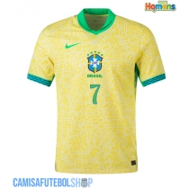 Camisa de time de futebol Brasil Vinicius Junior #7 Replicas 1º Equipamento Copa America 2024 Manga Curta